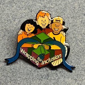 Wrapping For Inclusion Children Tack Pin Brooch Lapel Retro Vintage Gift Wrap